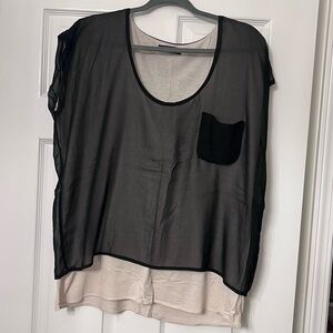 Black Sheer Layered Women's Top